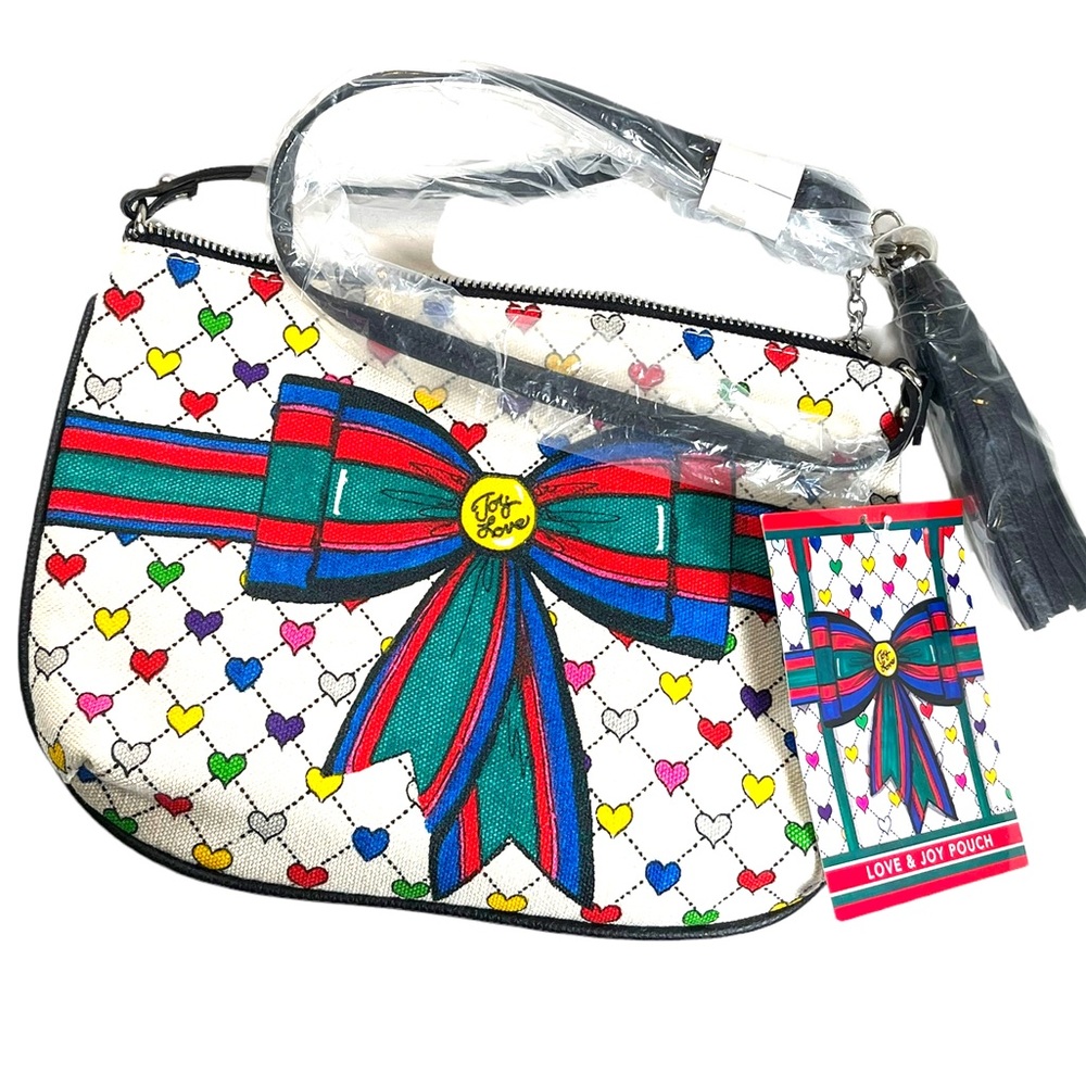 - Brighton NWT Love & Joy Holiday canvas crossbody purse pouch hearts